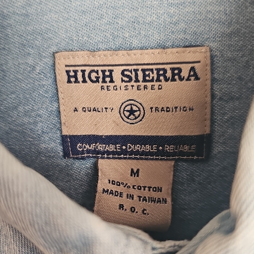 Vintage High Sierra Classic Denim Blue Men's Shirt Denim button down 100% cotton - Picture 5 of 10